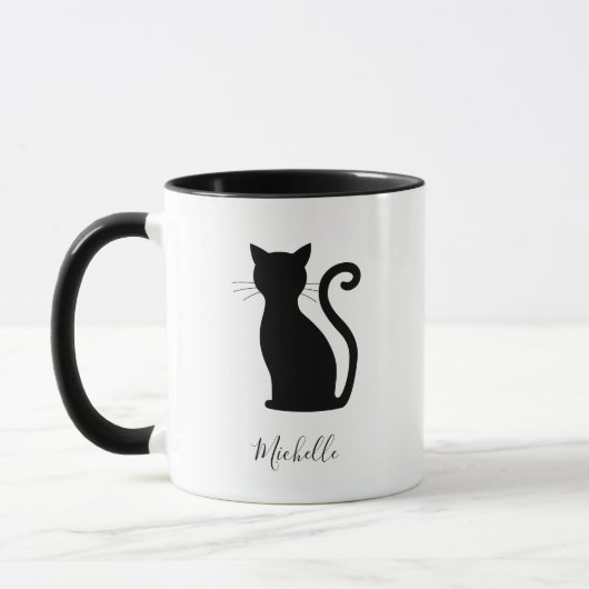 Zwarte en witte benaming Cute Black Cat Mok (Links)