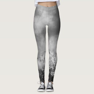 Zwarte en witte bergen in wolken leggings