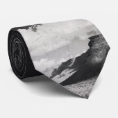 Zwarte en witte bergen landschapsfotografie stropdas (Opgerold)