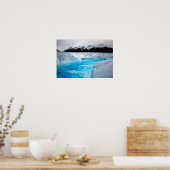 Zwarte en witte bergen met blauw ijs-Poster Poster (Keuken)