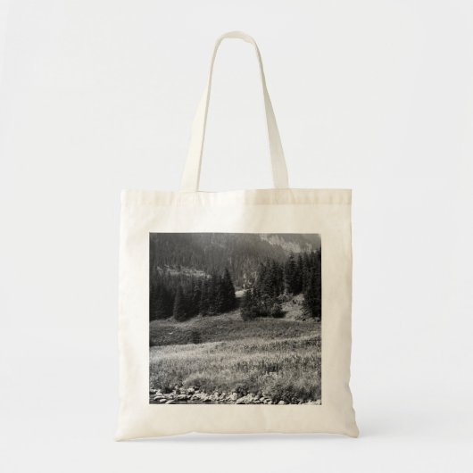 Zwarte en witte bergvlakte tote bag (Voorkant)