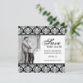 ZWARTE EN WITTE BESPAAR DE DATUM FOTOKAARTEN SAVE THE DATE (Staand voorkant)