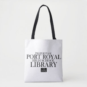 Zwarte en witte BHS BIBLIOTHEEK canvas tas. Tote Bag