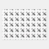 Zwarte en witte bijen inpakpapier vel (Voorkant 2)