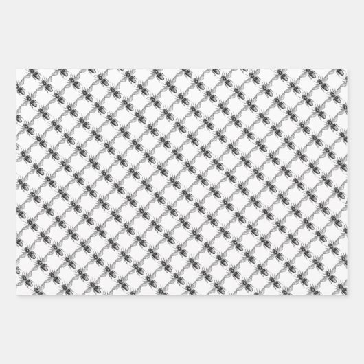 Zwarte en witte bijen inpakpapier vel (Voorkant)