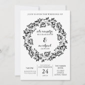 Zwarte en witte bijtende botanische reuzenbruiloft kaart (Voorkant)