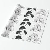 Zwarte en witte bladeren cadeaupapier (Uitgerold)