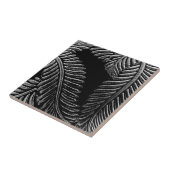 Zwarte en witte bladeren tegeltje (Zijkant)