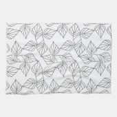 Zwarte en witte bladeren. theedoek (Horizontaal)