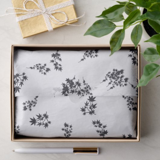 Zwarte en witte bladeren tissuepapier (Geschenk)