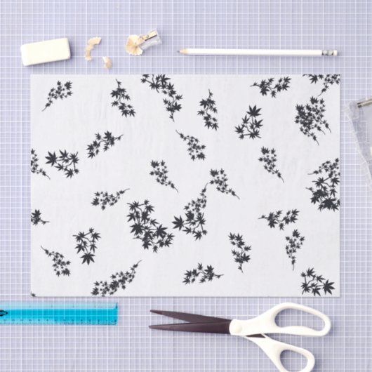 Zwarte en witte bladeren tissuepapier (Craft)