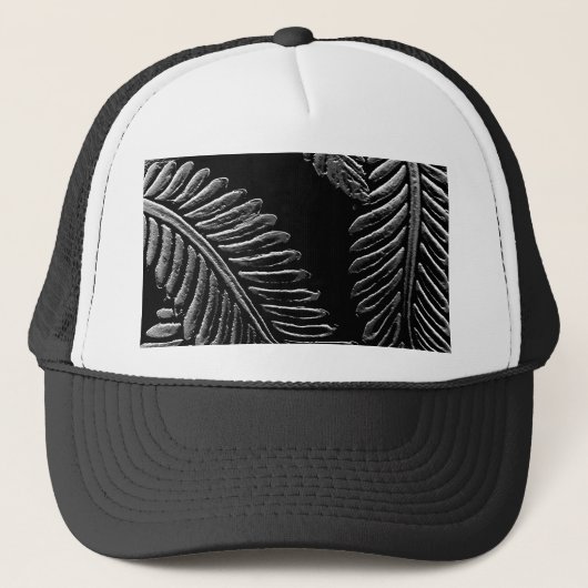 Zwarte en witte bladeren trucker pet (Voorkant)