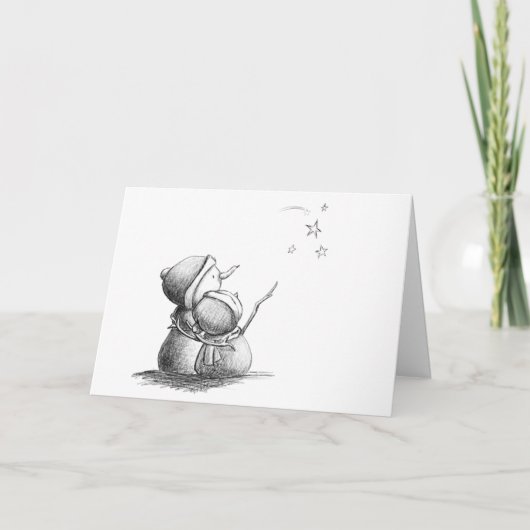 Zwarte en witte blanco kerstkaart feestdagen kaart (Voorkant)