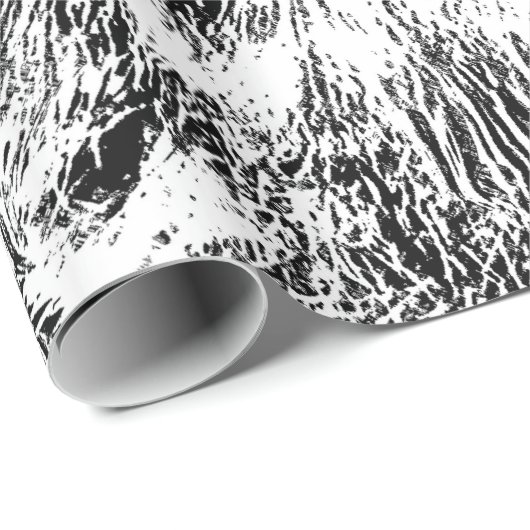 Zwarte en witte blauwe ogen wild tijgergezicht cadeaupapier (Rol Hoek)