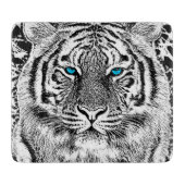 Zwarte en witte blauwe ogen wild tijgergezicht snijplank (Voorkant)