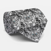 Zwarte en witte blauwe ogen wild tijgergezicht stropdas (Opgerold)