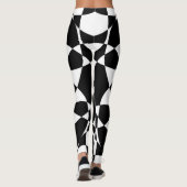 Zwarte en witte bloem leggings (Achterkant)
