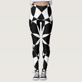 Zwarte en witte bloem leggings