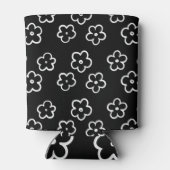 Zwarte en witte bloem Moderne lente en zomer Blikjeskoeler (Achterkant)