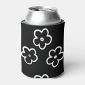 Zwarte en witte bloem Moderne lente en zomer Blikjeskoeler (Blikje Voorkant)