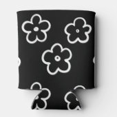 Zwarte en witte bloem Moderne lente en zomer Blikjeskoeler (Achterkant)