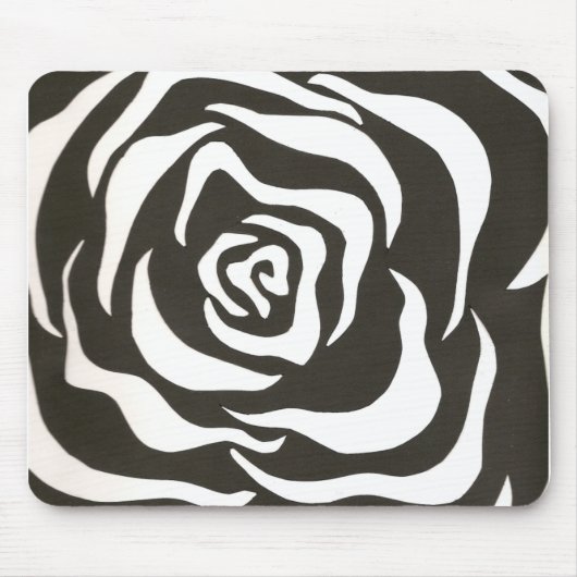 zwarte en witte bloem muismat (Voorkant)