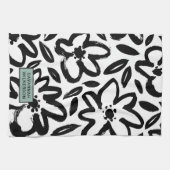 Zwarte en witte bloem naam theedoek (Horizontaal)