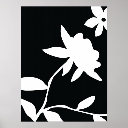 Zwarte en witte bloem poster (Voorkant)