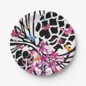 Zwarte en Witte Bloem Vlinder Papieren Bord (Voorkant)
