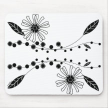 Zwarte en Witte Bloemdesign met vloeiende lijnen