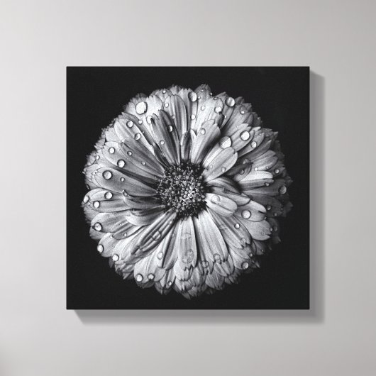 Zwarte en witte bloemen 10 canvas afdruk (Voorkant)