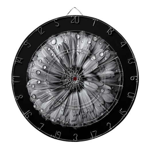Zwarte en witte bloemen 10 dartbord (Voorkant)