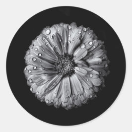 Zwarte en witte bloemen 10 ronde sticker