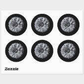 Zwarte en witte bloemen 10 ronde sticker (Vel)