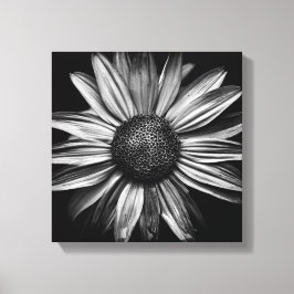 Zwarte en witte bloemen 18 canvas afdruk