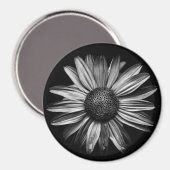 Zwarte en witte bloemen 18 magneet (Voorkant / Achterkant)