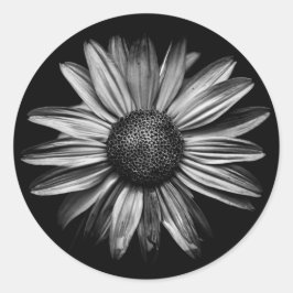 Zwarte en witte bloemen 18 ronde sticker