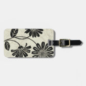 Zwarte en Witte Bloemen 2 Bagagelabel (Voorkant horizontaal)