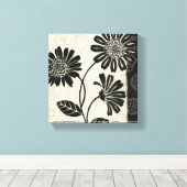 Zwarte en Witte Bloemen 2 Canvas Afdruk (Insitu (Houten vloer))