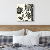 Zwarte en Witte Bloemen 2 Canvas Afdruk (Insitu (Slaapkamer))