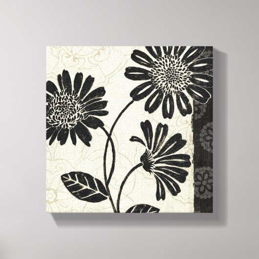 Zwarte en Witte Bloemen 2 Canvas Afdruk (Voorkant)