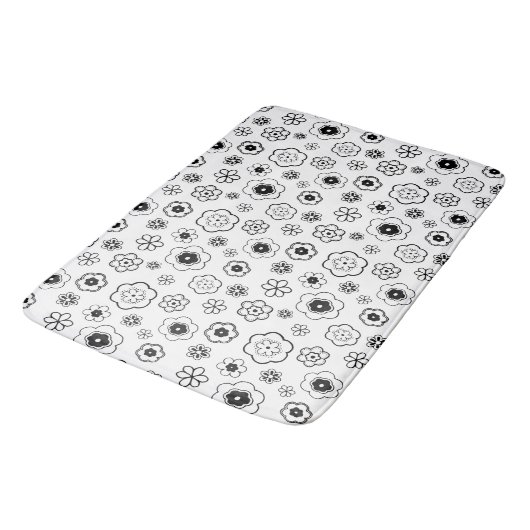 Zwarte en Witte Bloemen Bath Mat (Gekanteld)