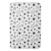 Zwarte en Witte Bloemen Bath Mat (Voorkant Verticaal)