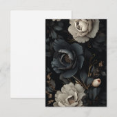 Zwarte en witte bloemen bedankkaart (Voorkant / Achterkant)