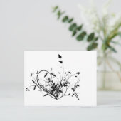 Zwarte en witte bloemen briefkaart (Staand voorkant)