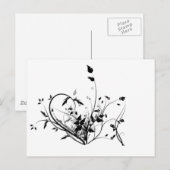 Zwarte en witte bloemen briefkaart (Voorkant / Achterkant)
