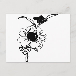 Zwarte en witte bloemen briefkaart