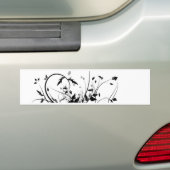 Zwarte en witte bloemen bumpersticker (Op auto)