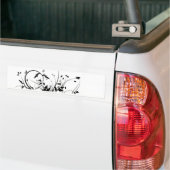 Zwarte en witte bloemen bumpersticker (Op Truck)