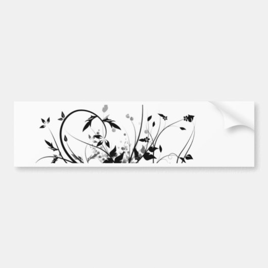 Zwarte en witte bloemen bumpersticker (Voorkant)